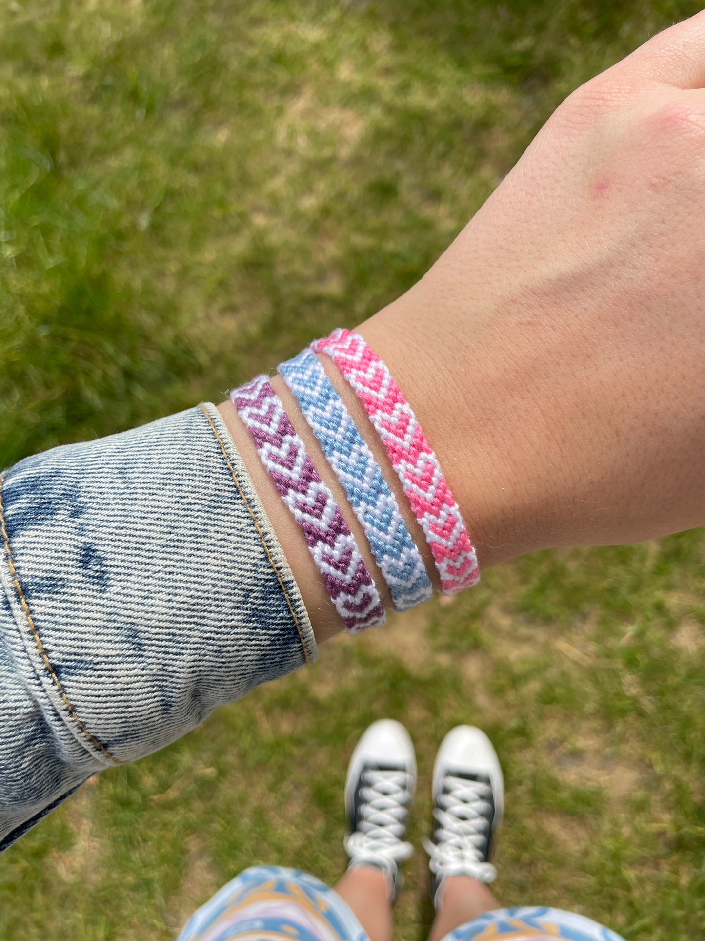 Trio bracelet brésilien coeurs blancs