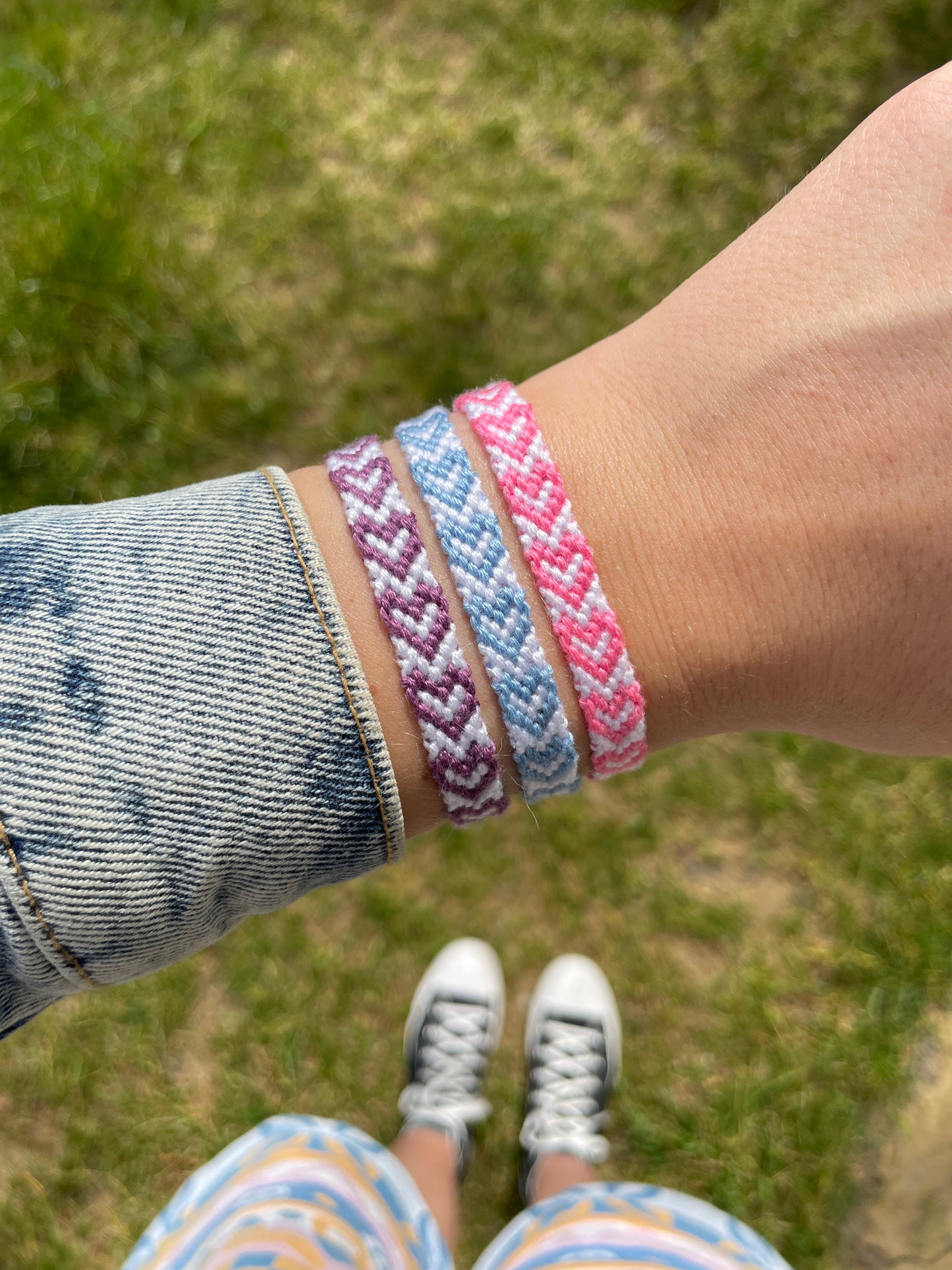 Trio bracelet brésilien coeurs colorés
