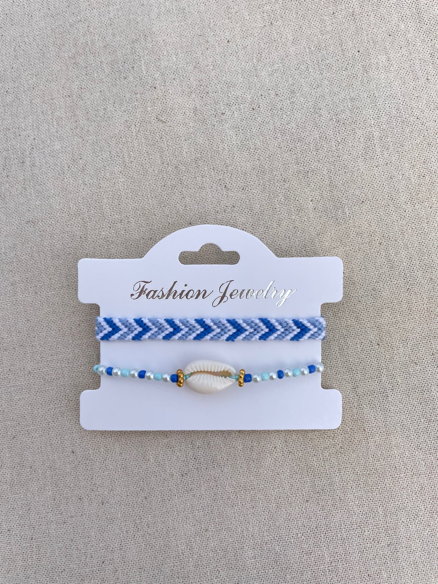 Duo bracelet brésilien bleu & coquillage