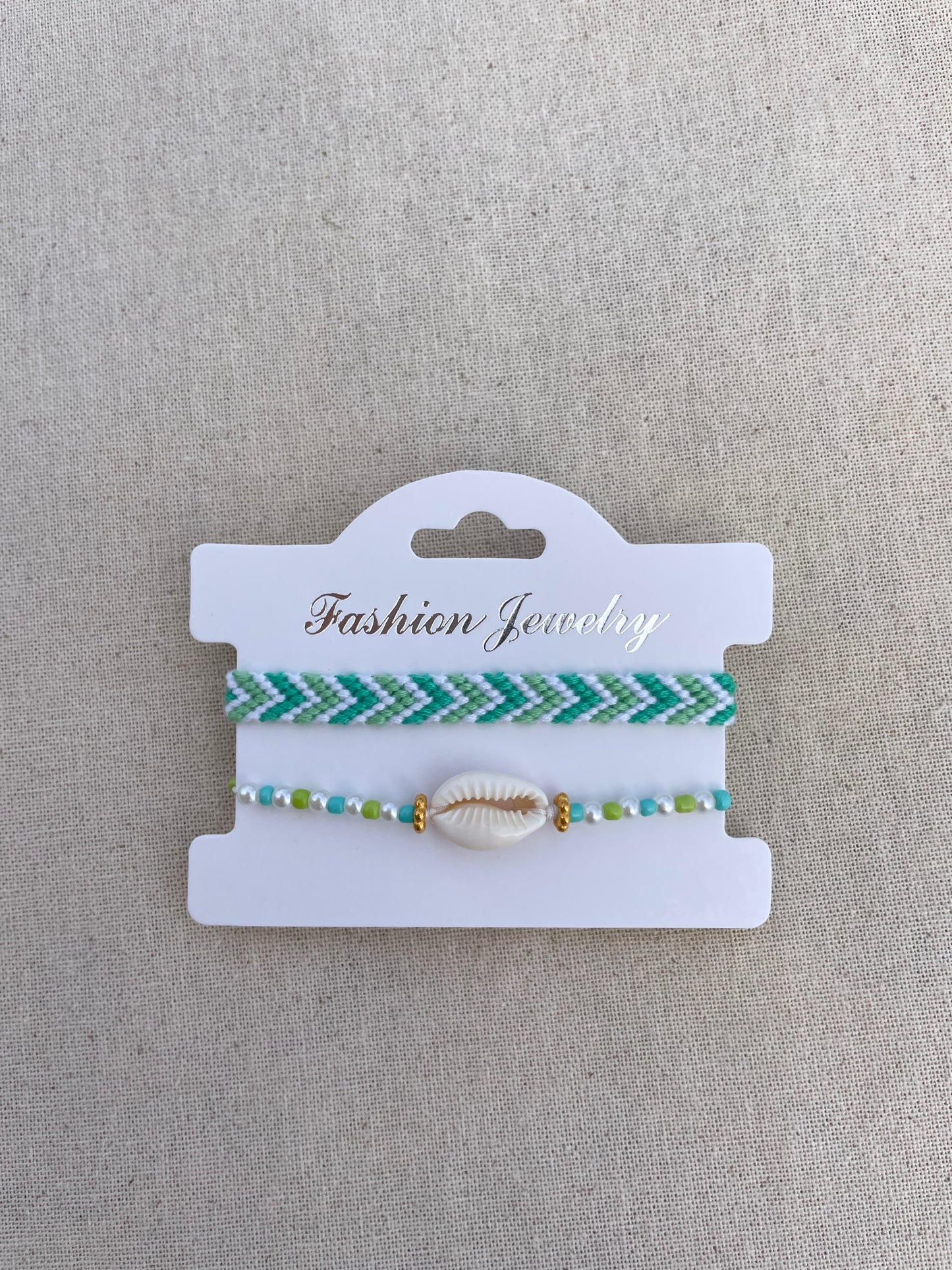 Duo bracelet brésilien menthe & coquillage