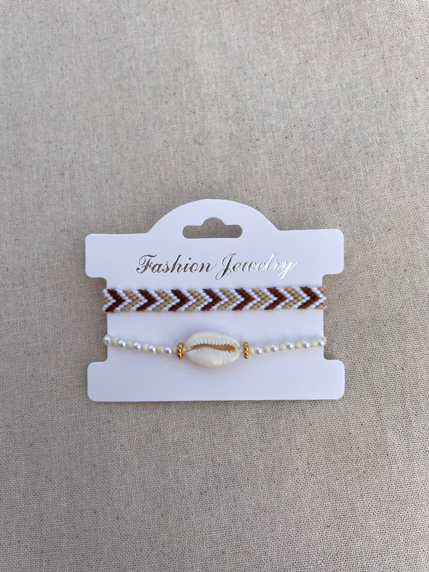 Duo bracelet brésilien beige & coquillage
