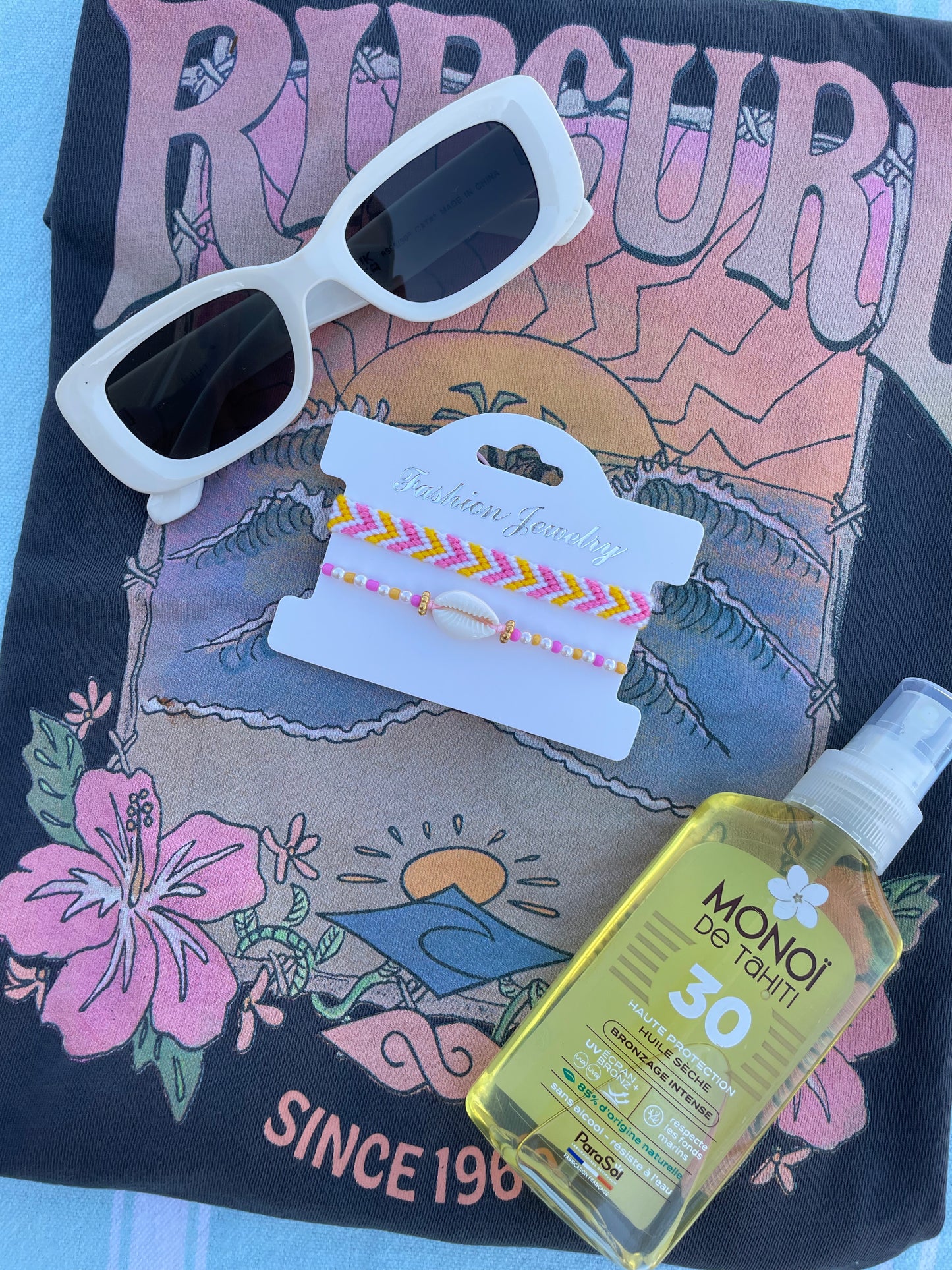 Duo bracelet brésilien rose & coquillage