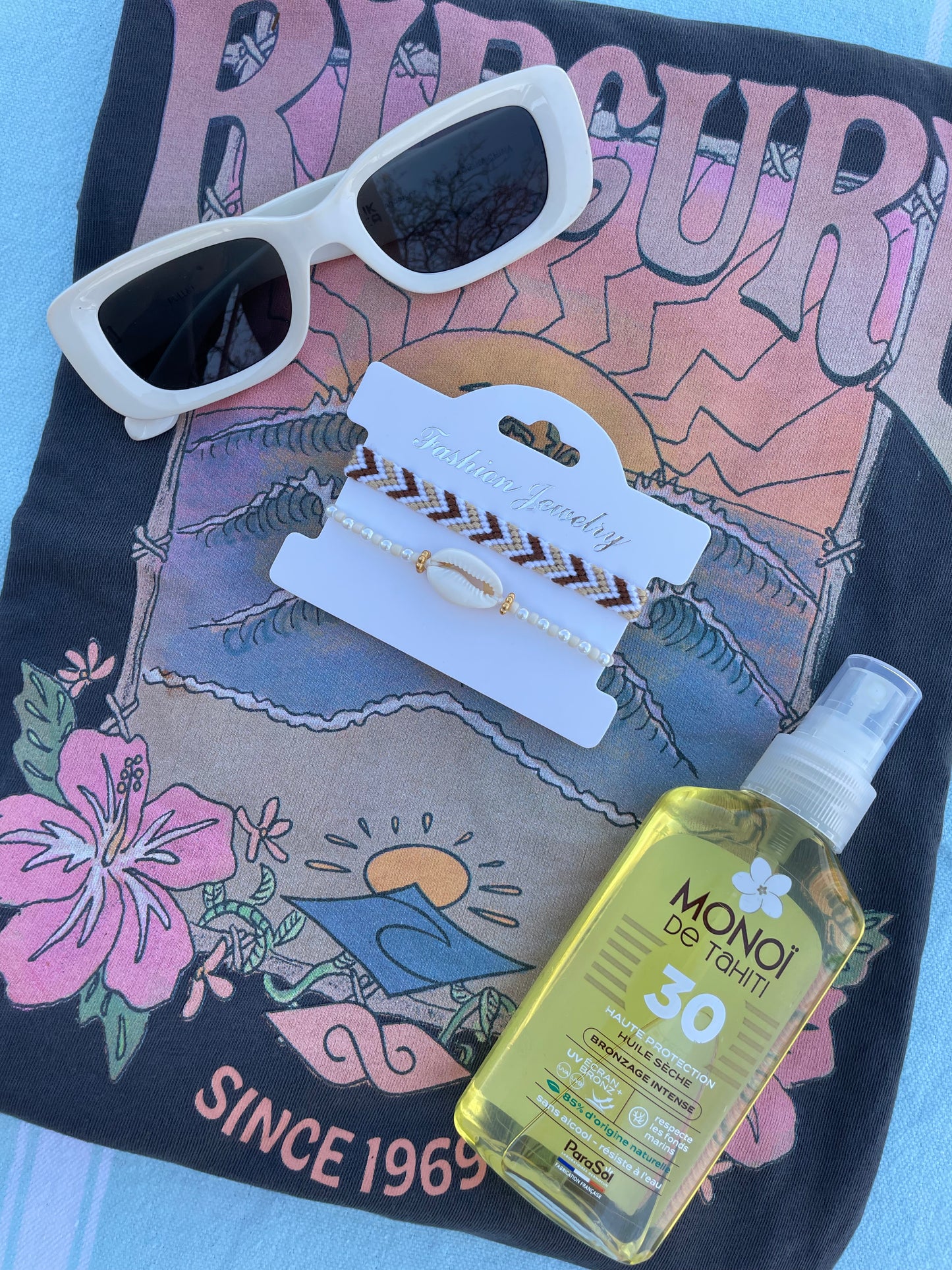 Duo bracelet brésilien beige & coquillage