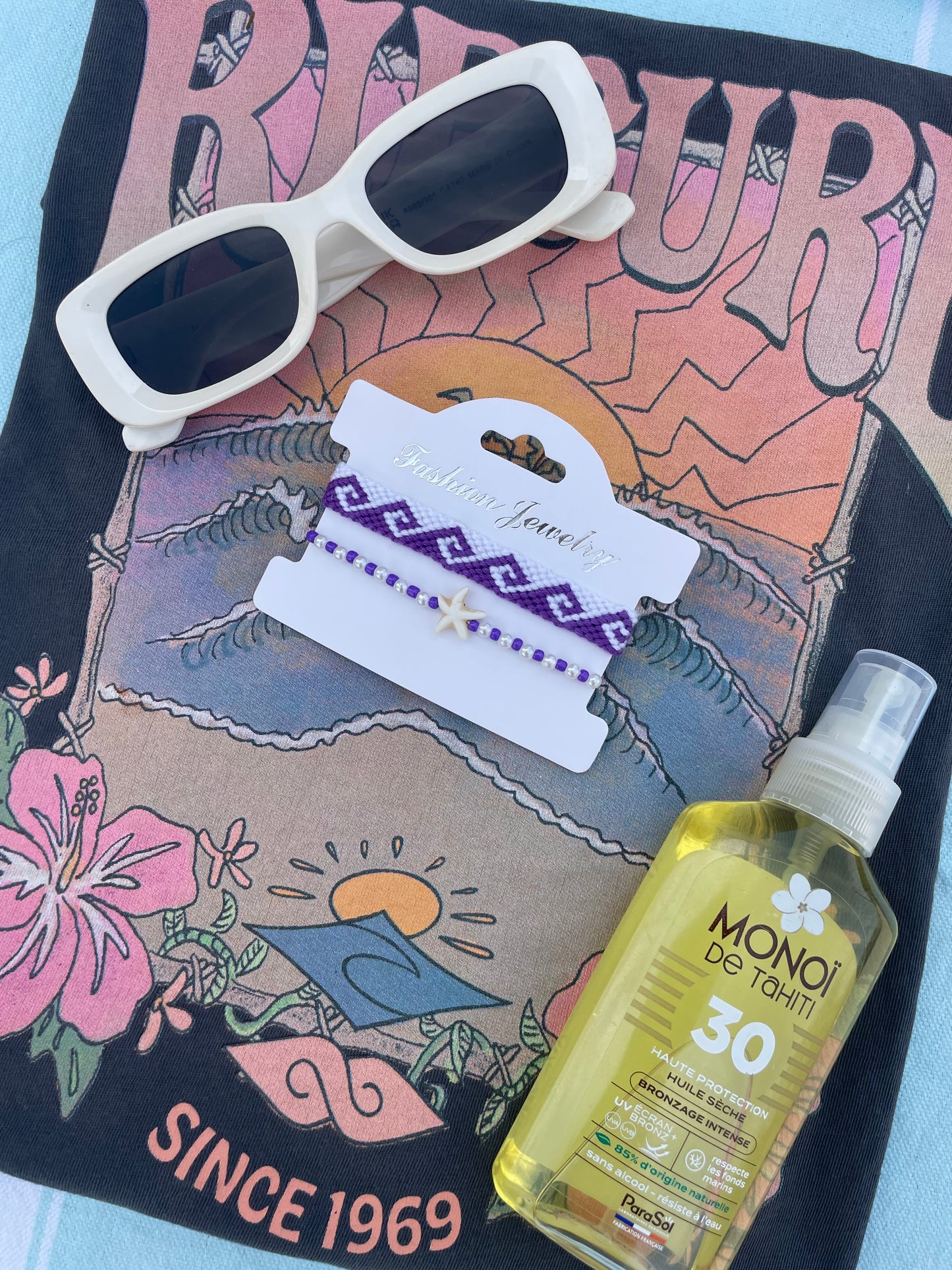 Duo vague violet foncé & coquillage