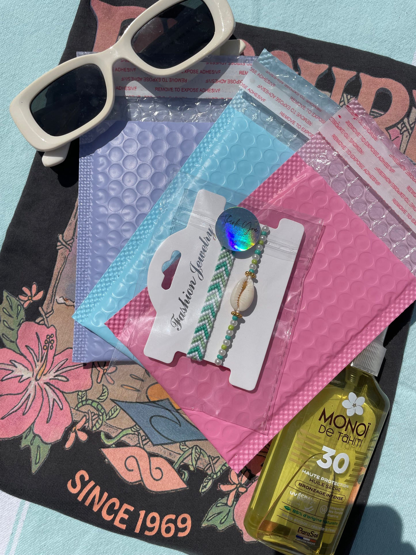 Duo bracelet brésilien menthe & coquillage