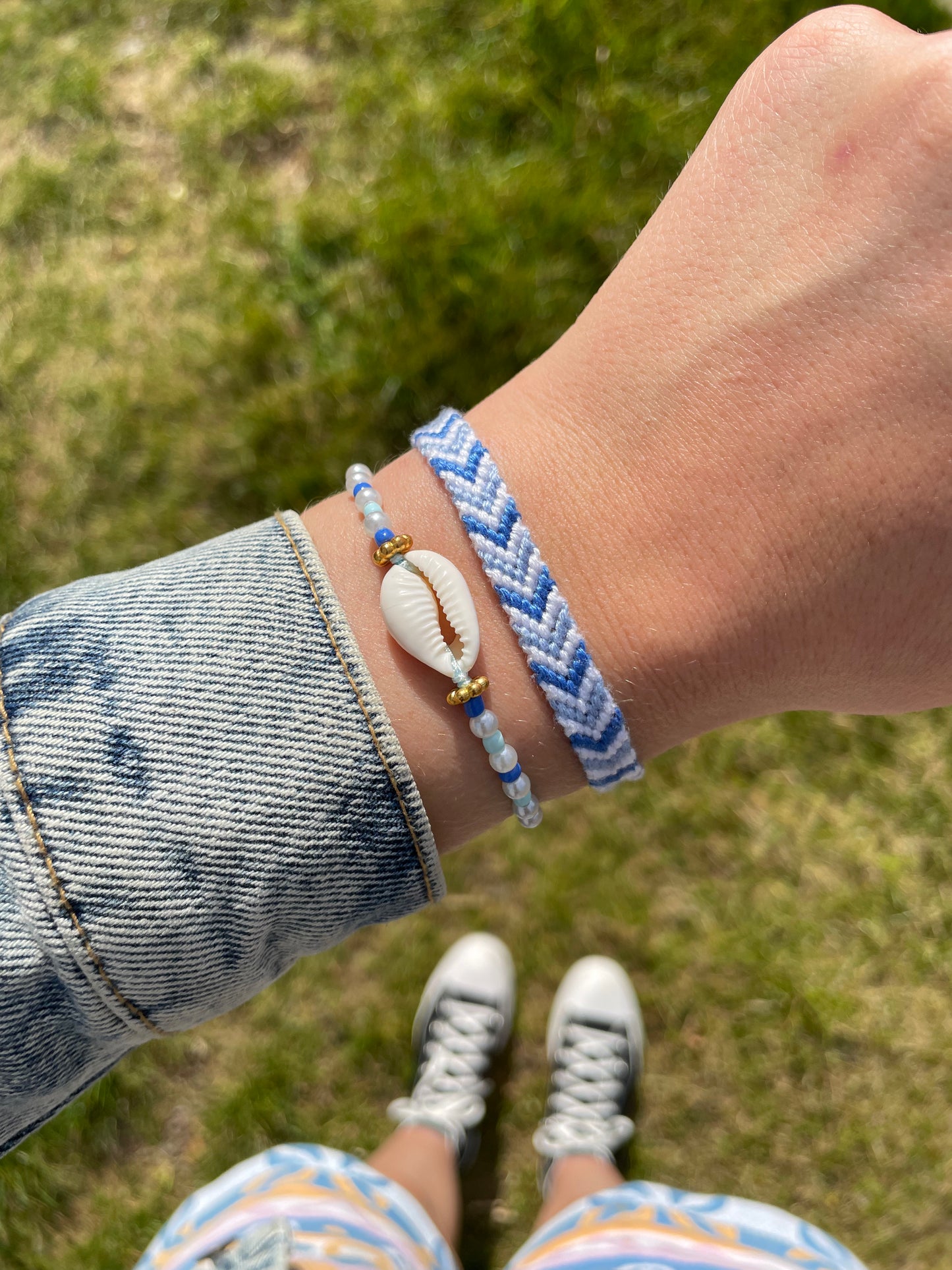 Duo bracelet brésilien bleu & coquillage