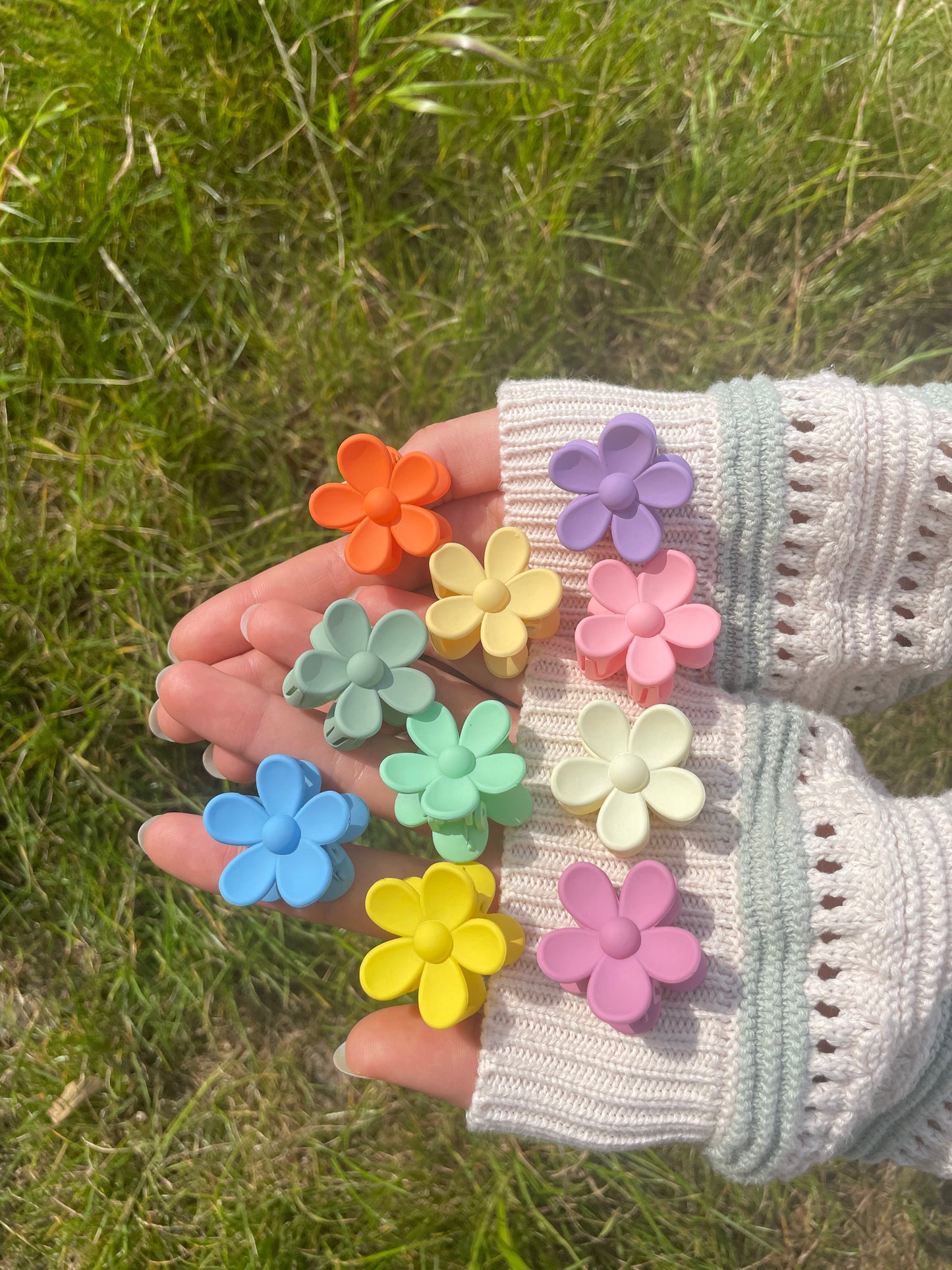 Lot 10 petites pinces à cheveux Hawaii Rainbow