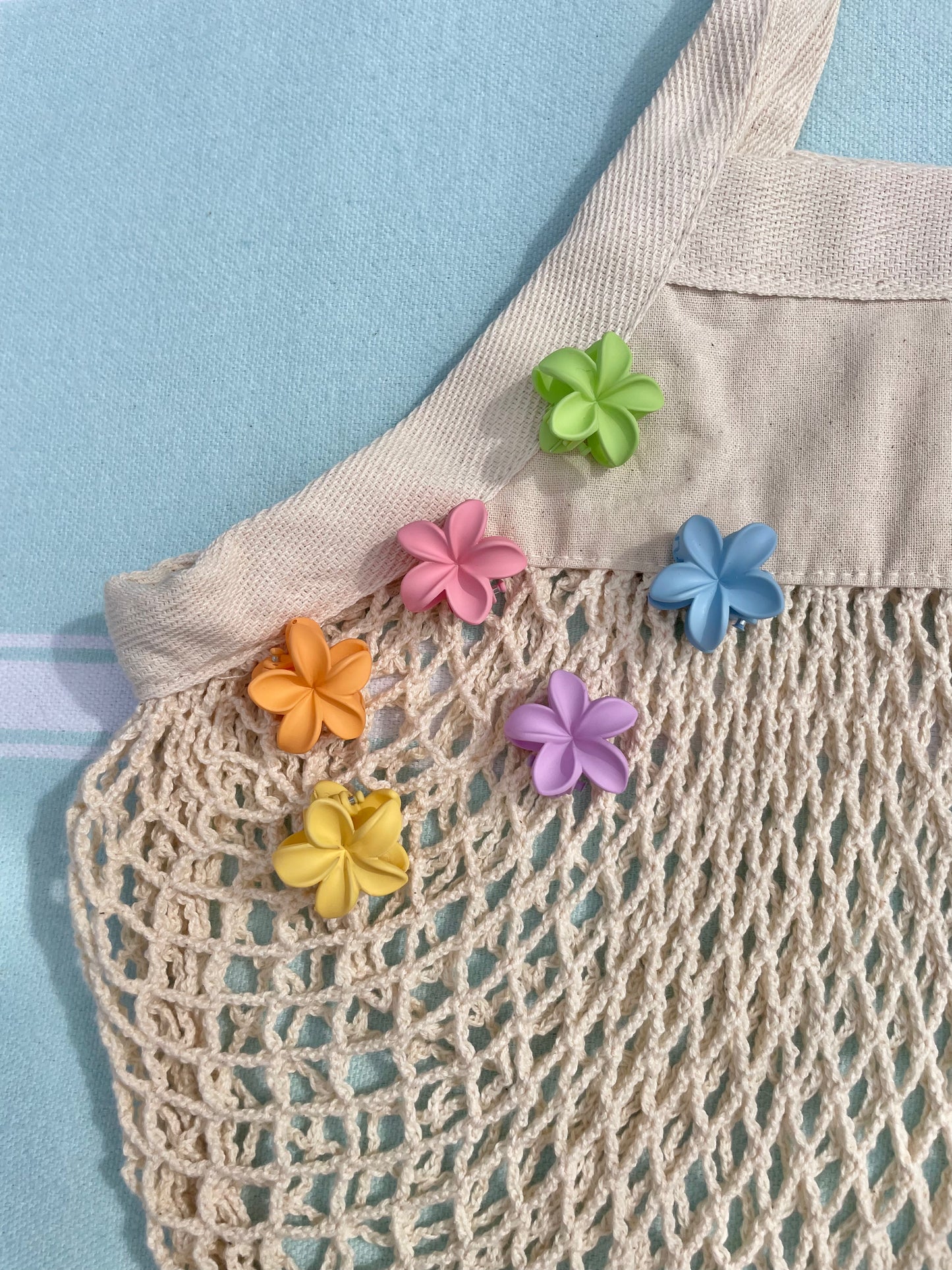 Lot 6 minis pinces à cheveux Hibiscus Tahiti Rainbow