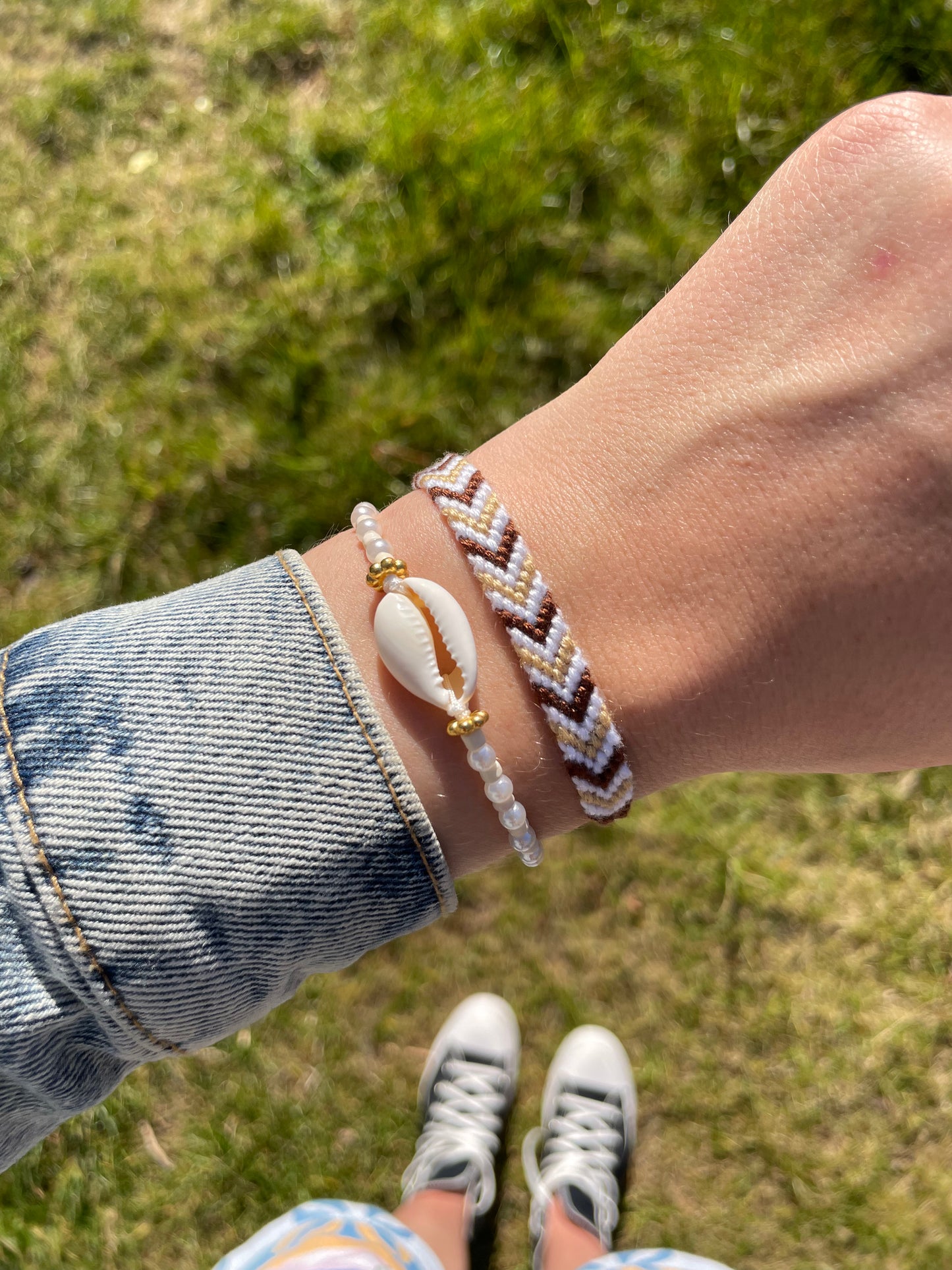 Duo bracelet brésilien beige & coquillage