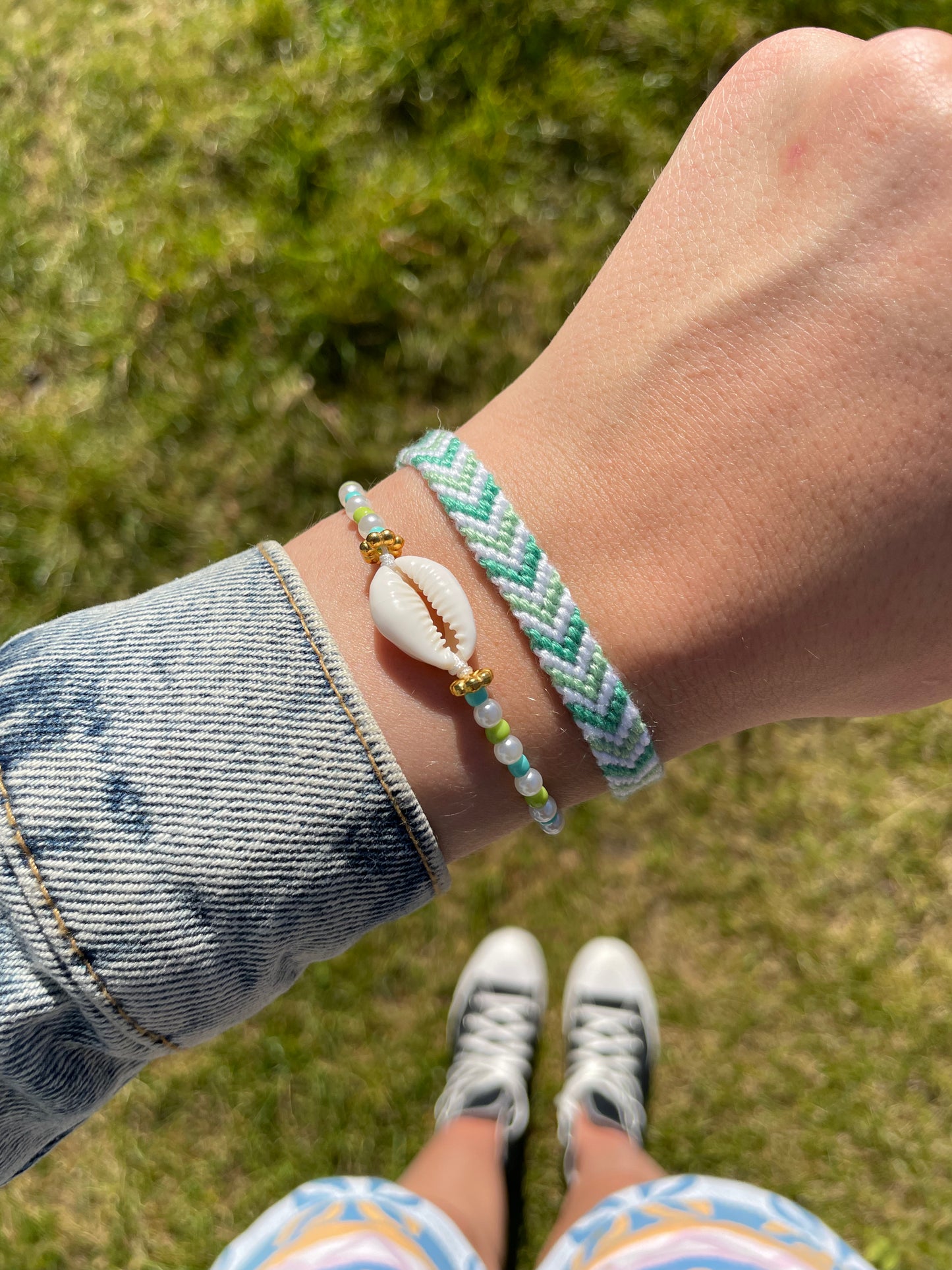 Duo bracelet brésilien menthe & coquillage