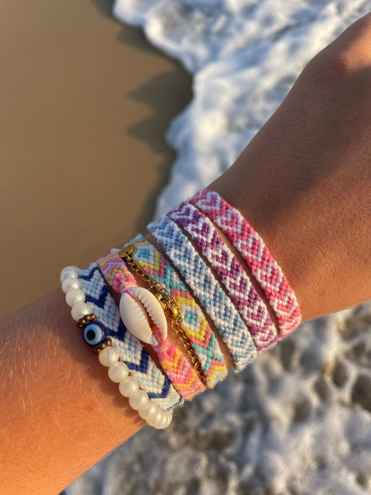 Trio bracelet brésilien coeurs blancs