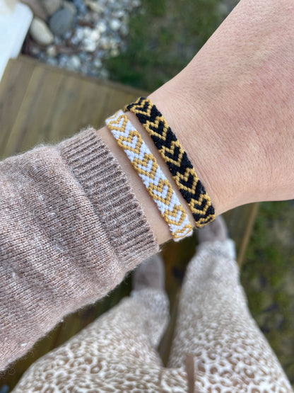 Duo coeurs noir et blanc doré