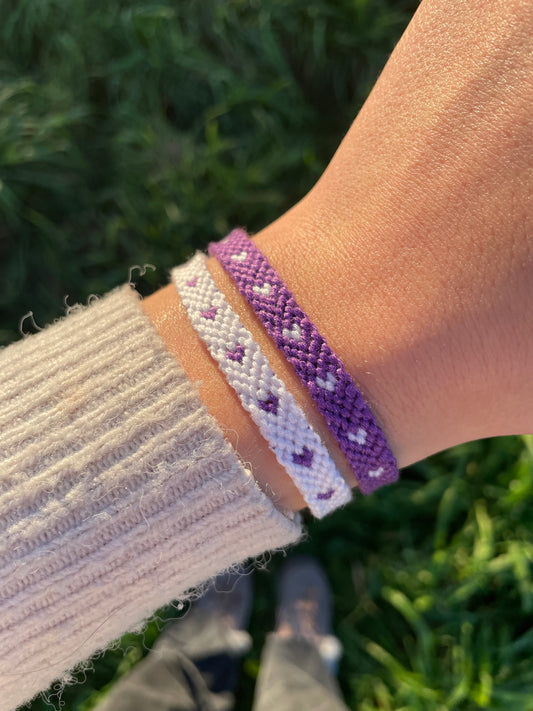 Duo coeurs violets et blancs