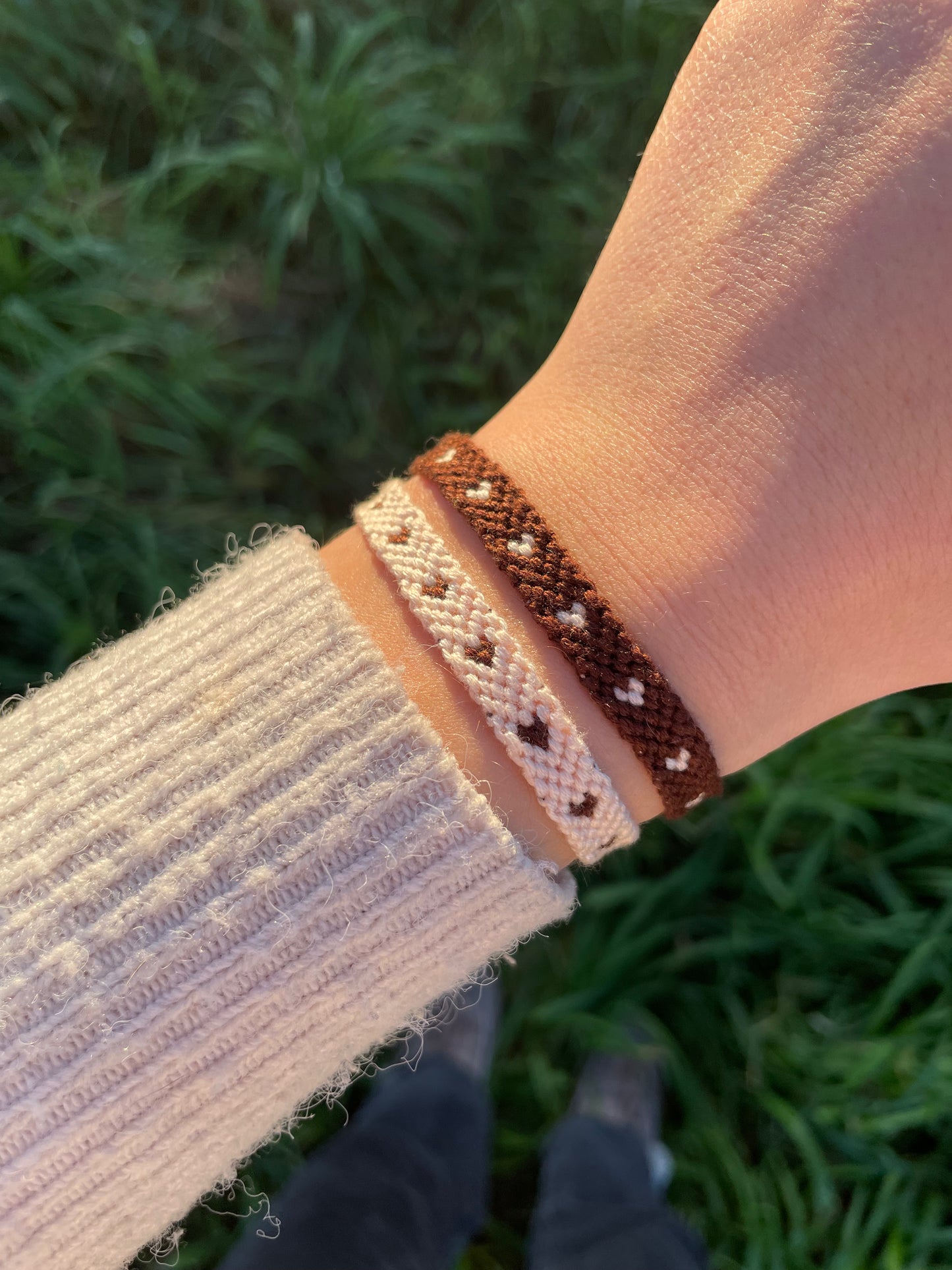 Duo coeurs marrons et beiges