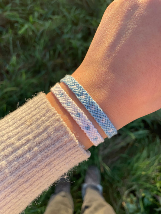 Duo coeurs bleus clairs et blanc