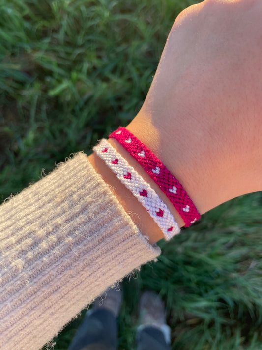 Duo coeurs fuchsias et blancs