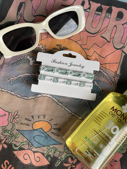 Duo coeurs ajourés turquoise et blancs