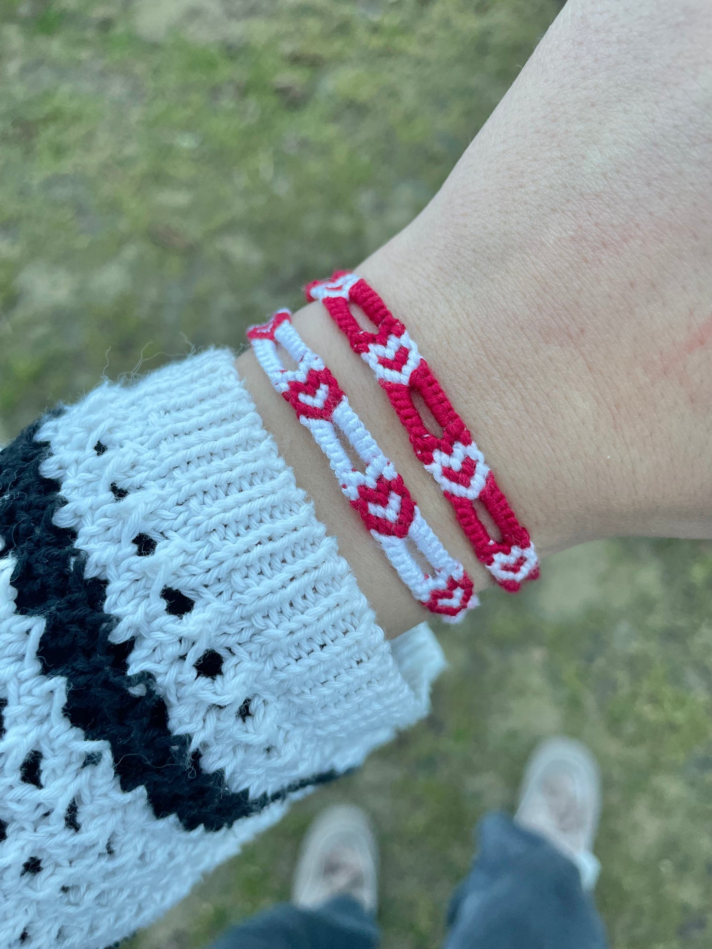 Duo coeurs ajourés rouges et blancs