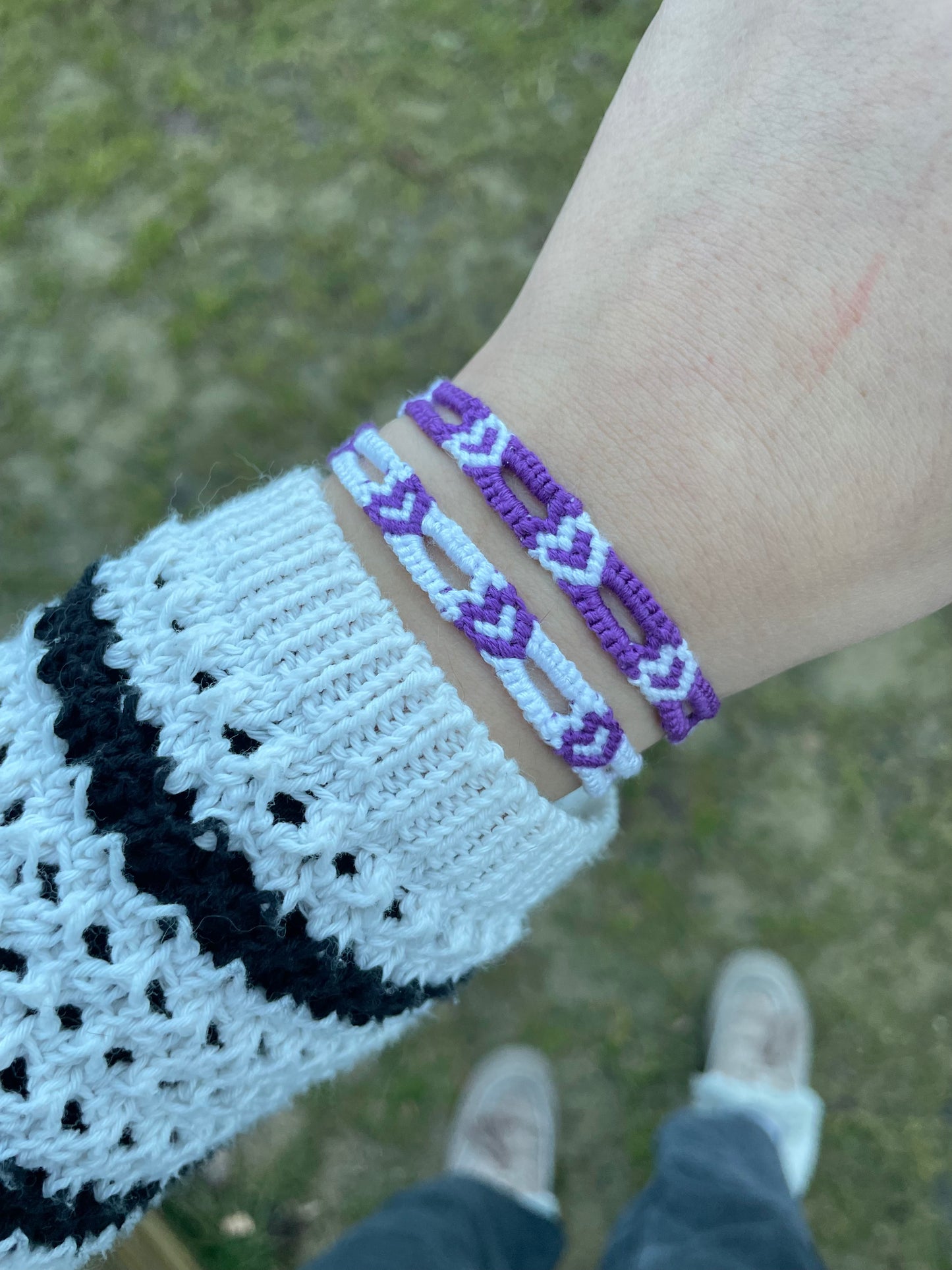 Duo coeurs ajourés violets et blancs