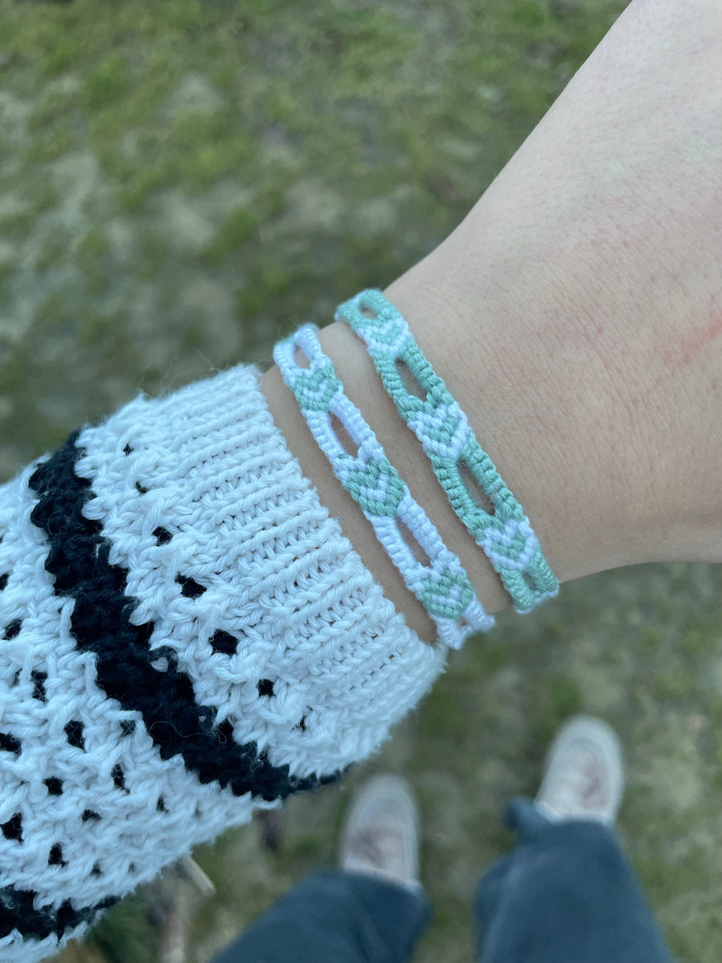 Duo coeurs ajourés turquoise et blancs